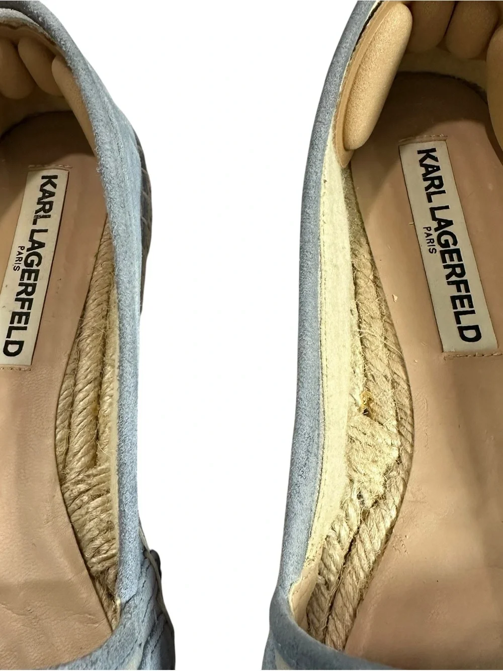 Karl Lagerfeld Paris Blue Suede Espadrille Slip On Flats Shoes Size 8.5